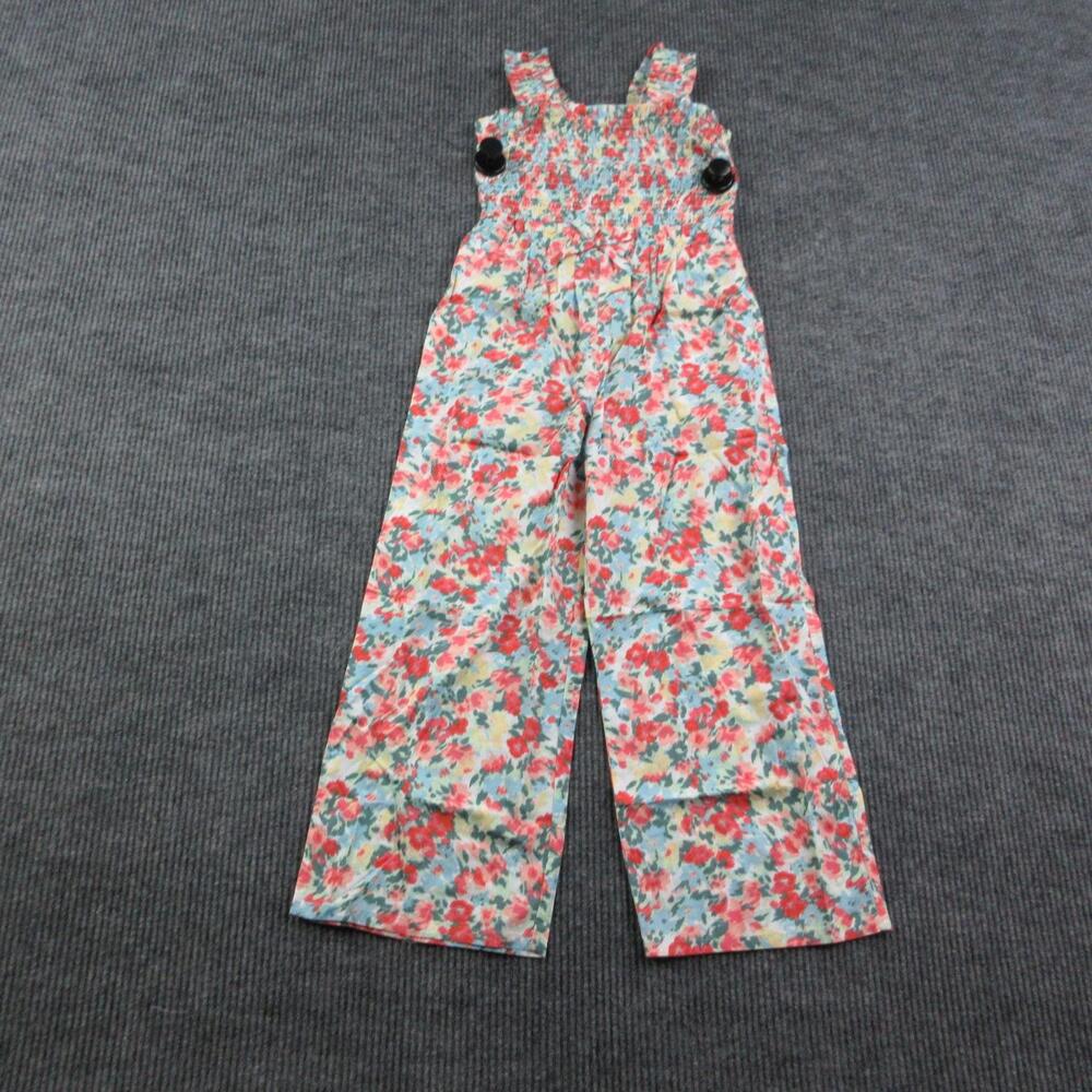 Crewcuts One-Piece Girls 10 Multicolor Floral Jumpsuit Smocked Summer Casual NWT